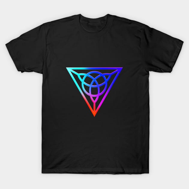 Neon Geometric Glyph Mandala Sigil Rune Sign Seal Cool Blue and Violet  - 499 T-Shirt by Holy Rock Design